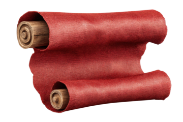 Elegant Red Scroll of Antiquity Vintage Paper Texture Red Fabric Texture Detailed Wooden on transparent background