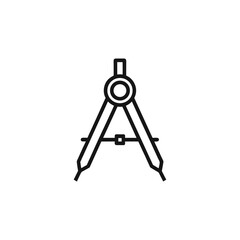 Drafting compass outline icon for technical designs