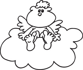 sketch vector illustration silhouette image design caricature icon logo symbol mythological creature winged angel flying in the sky