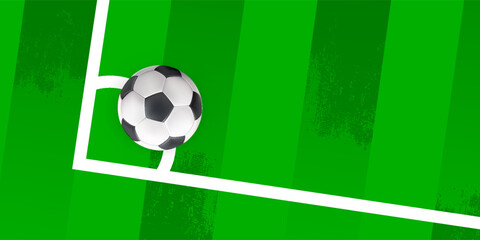 Soccer template design with abstract green background. Modern football banner layout in vector style. Perfect for sports posters, match promotions, team flyers, and tournament announcements.