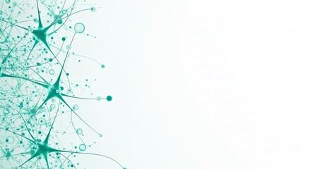 Microscopic view of interconnected teal neurons and neural pathways neural network