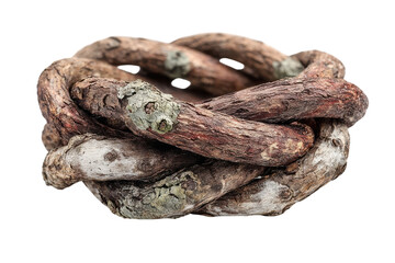 Obraz premium Woven Rustic Vine Ring Brown Twigs Intertwined in Circular Knot Organic Texture Natural on transparent background