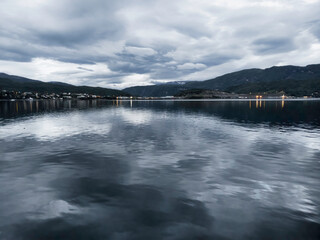 Coastal landscape at dusk, in Fauske, Norway 