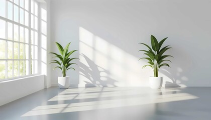 Minimal interior design with window light and clean white background