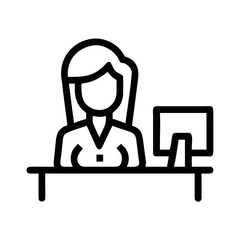 Black silhouette of a businesswoman working at her desk in a modern office environment for professional projects
