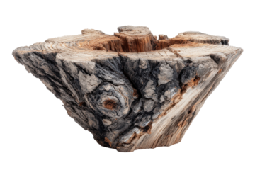 Isolated weathered wood stump textures bark detail cracked aged lumber tree trunk woodworking on transparent background