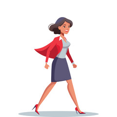 Confident Woman Boss in High Heels Walking Powerfully – Leadership, Empowerment, Businesswoman, Corporate Success, Modern Female Leader Vector Illustration for Professional Branding