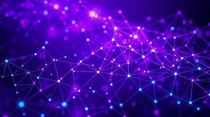 High-resolution stock photo Abstract background of interconnected particles forming a mesh network, commercial use, professional quality, color palette of deep purples and electric blues