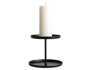 Minimalist Black Candlestick with Unlit Candle, Angled Side Perspective