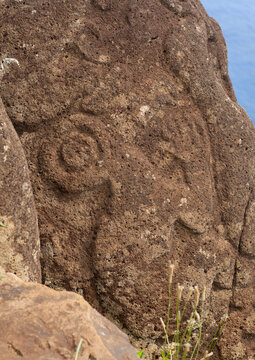 Bird man petroglyph, Easter Island, Orongo, Chile