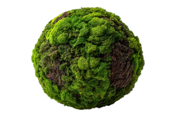 Verdant Moss Sphere Natural Wonders Ecology Isolated Spherical Planetarium Texture Green on transparent background