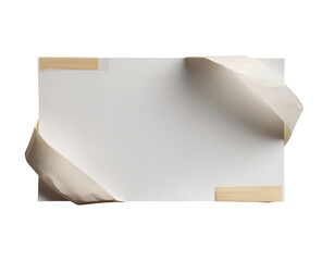 Blank white sheet of paper secured with tan tape