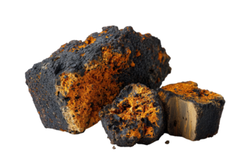 Dark-orange and black chunks of a mineral