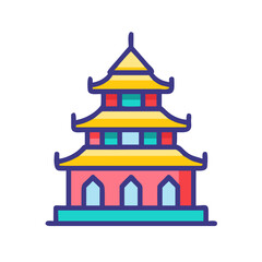 Fototapeta premium Colorful Asian pagoda illustration in flat design style 