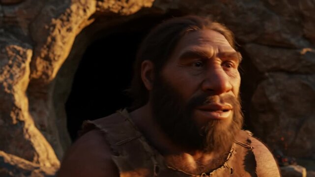 Prehistoric man portrait caveman illustration