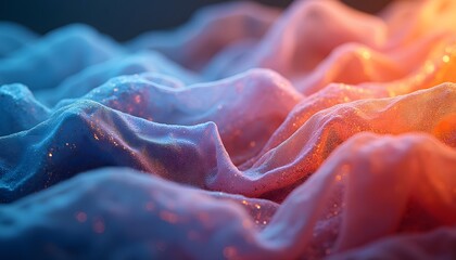 Abstract waves of soft fabric with sparkling glitter