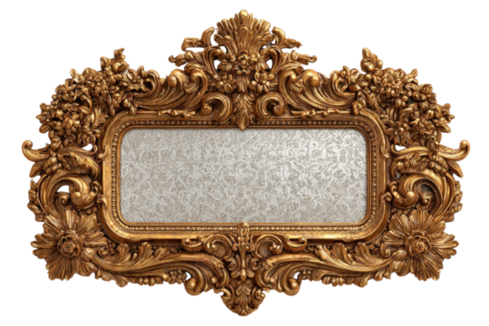 Intricate Gold Frame Baroque Design Vintage Decor Ornament Carving Royal Decoration Retro Art on transparent background