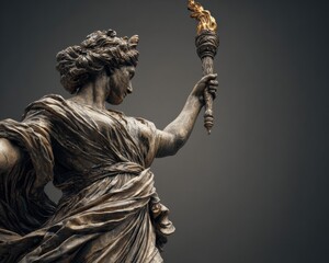 Belgium Independence Day Bronze Statue with Torch Flame, Premium Modern Autumn Celebration Inspired by Oktoberfest for Confident Millennial Marketing Campaigns