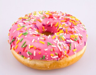 Delicious Pink Donut with Sprinkles Sweet Treat