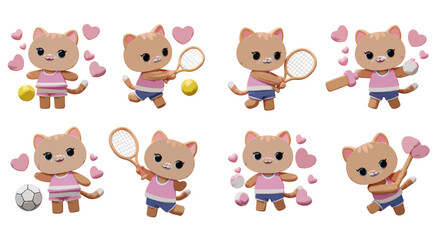 Obraz premium Cute Cartoon Cats Playing Sports