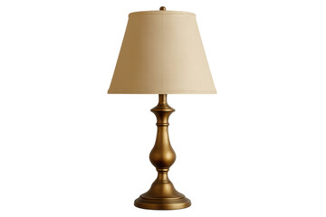 Obraz premium Classic table lamp with beige shade and golden base, isolated on transparent background, perfect for interior design projects