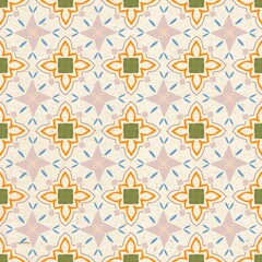 Seamless pattern with geometric shapes, Mediterranean Tile Seamless Pattern.
