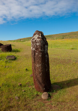 Former double-headed moai in Vinapu site, Easter Island, Hanga Roa, Chile