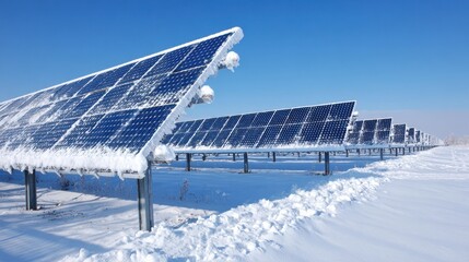 Solar Panel With Snow. Snow-covered Solar Panels in Montgomery, NJ Solar Farm After Snowfall