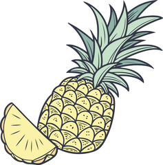 Obraz premium Vector Illustration of Pineapple on White Background