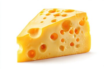 Solid Cheese Slice. Isolated Yellow Food for Refreshment and Snack Lovers