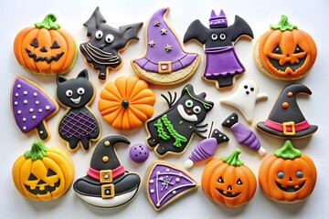 Assortment of decorated halloween cookies