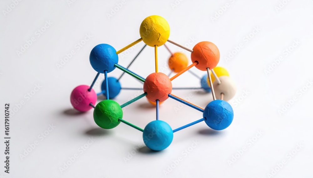 Canvas Prints colorful clay network icon showcasing interconnected nodes in a vibrant environment for graphic desi