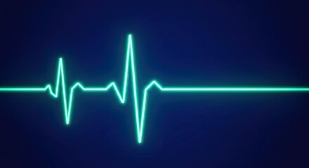 A neon green electrocardiogram on a dark blue background