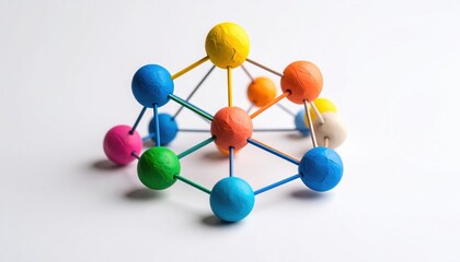 Colorful clay network icon showcasing interconnected nodes in a vibrant environment for graphic design