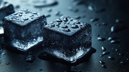 Close-up focus on ice cubes a refreshing drink presentation in a cool environment