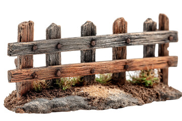 Obraz premium Rustic Wooden Fence Detail Photography Weathered Texture Outdoor Decor Country Garden Element on transparent background