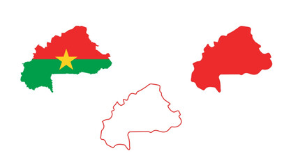 Set of Burkina Faso map isolated on white background, vector illustration design