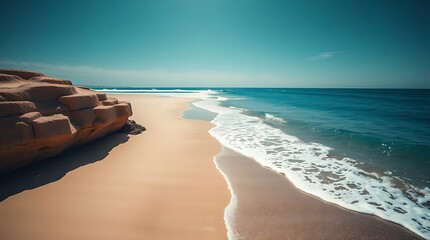 High-resolution stock photo a commercial-quality beach scene with a distinct split composition, bold contrasting sections, professional and striking aesthetic