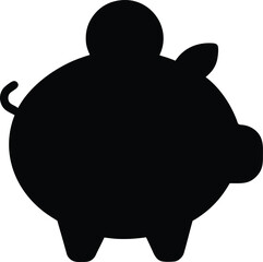 Black silhouette of a piggy bank on a white background isolated