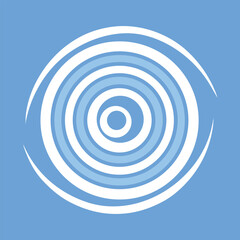 Concentric white and blue arcs on pastel blue background