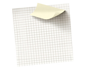 Blank squared notepad paper with sticky note