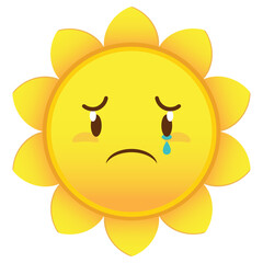 sun crying face cartoon cute