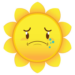 sun crying face cartoon cute