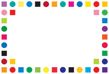 Colorful geometric frame with square and circle on white background, vector illustration