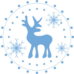 Christmas round design with deer