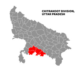 Chitrakoot Division Highlighted in Uttar Pradesh State Map of India