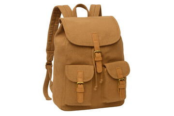 Vintage brown canvas backpack featuring leather straps, buckles, versatile for students, travelers, everyday carrying needs