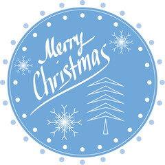 Merry Christmas round design with hand written lettering