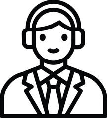 Man wearing headphones and suit with tie icon person graphic