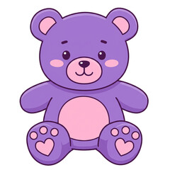 Naklejka premium Cute Sitting Purple Teddy Bear with Pink Details